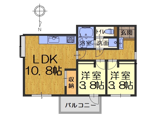 朝日ﾌﾟﾗｻﾞ西上橘通802　間取図