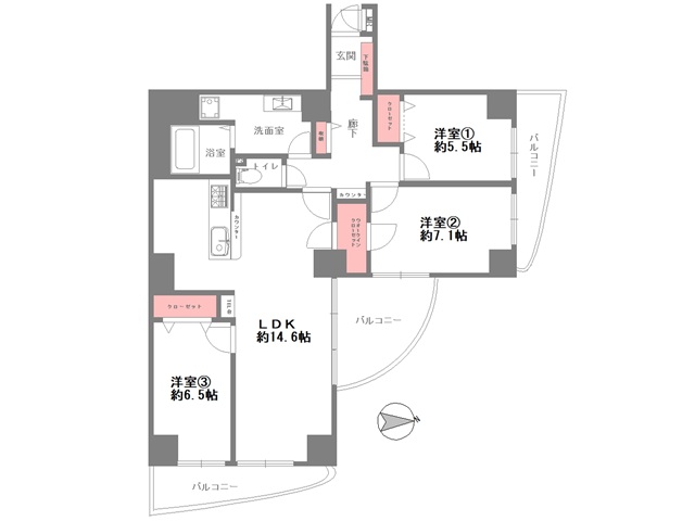 グランフェルティ本山106　間取図