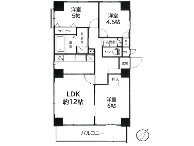 ﾗｲｵﾝｽﾞﾏﾝｼｮﾝ会下山401　間取図