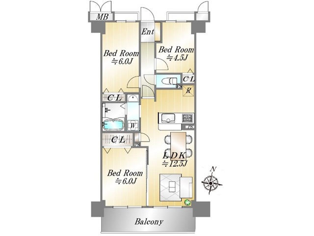 グラン・フェルティ神戸山手通り904　間取図
