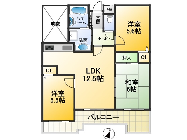 ワコーレ祇園710　間取図